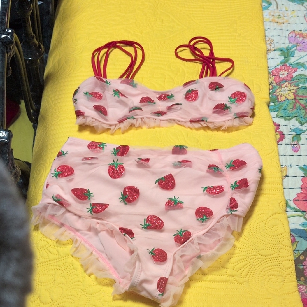 Strawberry Print Bikini Set